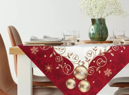 Obrus świąteczny 140x180 670 gobelinowy beżowy utkany nicią szenilową