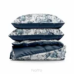 Pościel satynowa 220x200 SPRING 86 biała z granatowym wzorem roślinnym z kolekcji Classic - 7