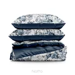 Pościel satynowa 220x200 SPRING 86 biała z granatowym wzorem roślinnym z kolekcji Classic - 5