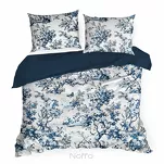 Pościel satynowa 220x200 SPRING 86 biała z granatowym wzorem roślinnym z kolekcji Classic - 6