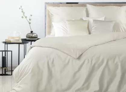 Pościel satynowa 140x200 NOVA 3 jednokolorowa gładka kremowa