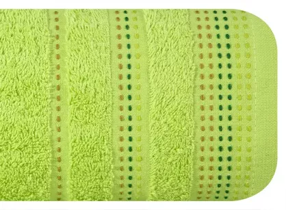 Ręcznik bawełniany 30x50 POLA w kolorze sałaty z kolorową bordiurą zakończoną stebnowaniem