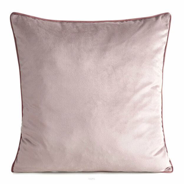 Poszewka welwetowa 45x45 GAJA 2 jednokolorowa pudrowa obszyta lamówką