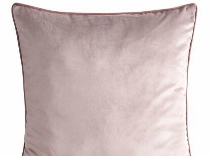 Poszewka welwetowa 45x45 GAJA 2 jednokolorowa pudrowa obszyta lamówką