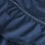 Zasłona na przelotkach 140x250 SAMI welwetowa granatowa jednokolorowa zdobiona w górnej części falbanami i taśmą z cyrkoniami - 7