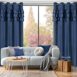 Zasłona na przelotkach 140x250 SAMI welwetowa granatowa jednokolorowa zdobiona w górnej części falbanami i taśmą z cyrkoniami - 8