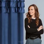 Zasłona na przelotkach 140x250 SAMI welwetowa granatowa jednokolorowa zdobiona w górnej części falbanami i taśmą z cyrkoniami - 9