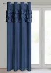 Zasłona na przelotkach 140x250 SAMI welwetowa granatowa jednokolorowa zdobiona w górnej części falbanami i taśmą z cyrkoniami - 5
