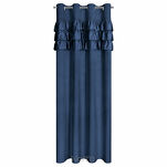 Zasłona na przelotkach 140x250 SAMI welwetowa granatowa jednokolorowa zdobiona w górnej części falbanami i taśmą z cyrkoniami - 10
