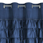 Zasłona na przelotkach 140x250 SAMI welwetowa granatowa jednokolorowa zdobiona w górnej części falbanami i taśmą z cyrkoniami - 4