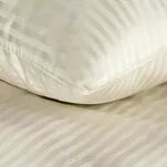 Pościel satynowa 220x200 VERA jednokolorowa gładka kremowa w prążki - 7