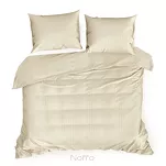 Pościel satynowa 220x200 VERA jednokolorowa gładka kremowa w prążki - 3