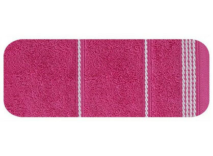 Ręcznik bawełniany 50x90 MIRA różowy zdobiony bordiurą w pasy