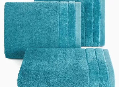 Ręcznik bawełniany 50x90 DAMLA jasny turkus gładki z subtelną bordiurą