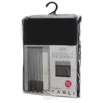 Firana na taśmie 140x270 CARLI czarna z etaminy zdobiona w dolnej części falbanami z paskiem cyrkonii - 13