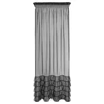 Firana na taśmie 140x270 CARLI czarna z etaminy zdobiona w dolnej części falbanami z paskiem cyrkonii - 12
