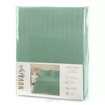 Pościel satynowa 160x200 VERA jednokolorowa gładka miętowa w prążki - 2