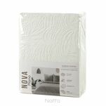 Pościel welwetowa 220x200 FLANO kremowa z tłoczonym wzorem w jednolitym kolorze z kolekcji NOVA - 7