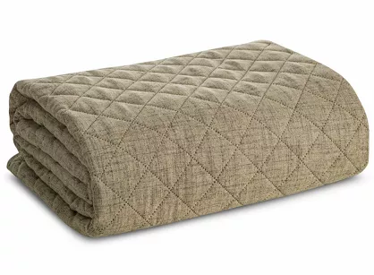 Narzuta na fotel 70x160 LEN 1 ciemny beż pikowana imitująca len