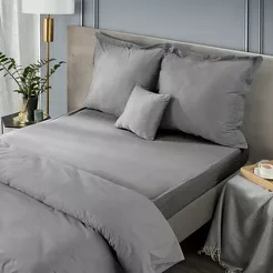 Prześcieradło z satyny bawełnianej z gumką NOVA 3 stalowe 220x200