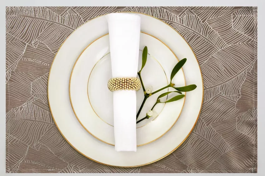 Serwetka 30x40 ISLA ciemny beż z żakardowym wzorem liści bananowca 4 szt.