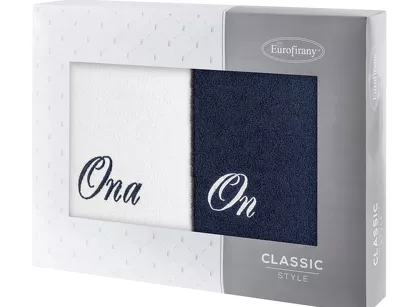 Komplet ręczników 2x70x140 ON ONA białe granatowe