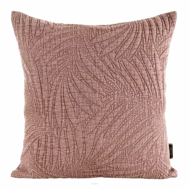 Poszewka pikowana 45x45 STONE 1 różowa pikowana modnym wzorem paproci