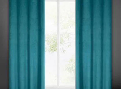 Zasłona gotowa na przelotkach 140x250 LILI welwetowa ciemny niebieski z wytłaczanym falującym wzorem