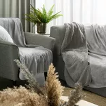 Koc jednokolorowy 150x200 TEDY srebrny imitujący buklę - 2