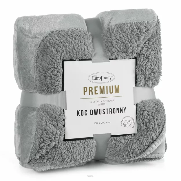 Koc jednokolorowy 150x200 TEDY srebrny imitujący buklę