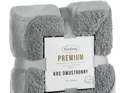 Koc jednokolorowy 150x200 TEDY srebrny imitujący buklę