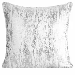Poszewka 45x45 ELISE zaciemniająca typu dimout biała z marmurkowym srebrnym nadrukiem