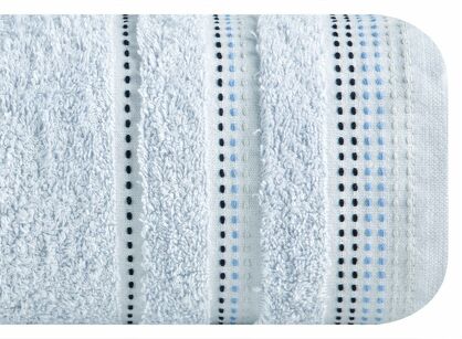 Ręcznik 70x140 POLA błękitny z kolorową bordiurą zakończoną stebnowaniem 500 g/m2