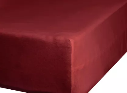 Prześcieradło z satyny bawełnianej z gumką NOVA 3 ciemna czerwień 140x200
