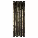 Zasłona gotowa na przelotkach 140x250 RENIA welwetowa czarna z szampańskim przecieranym wzorem - 6