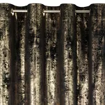 Zasłona gotowa na przelotkach 140x250 RENIA welwetowa czarna z szampańskim przecieranym wzorem - 5