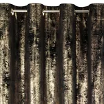 Zasłona na przelotkach 140x250 RENIA welwetowa czarna z szampańskim przecieranym wzorem - 4